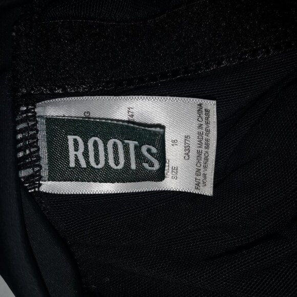 Roots Ladies Size 16 Black with Pink & White Stripes 1 Piece Bathing Suit - Picture 3 of 7